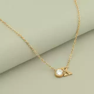 Підвіска Stainless Steel Фіаніт 42 см (позолота 18к) Медична сталь