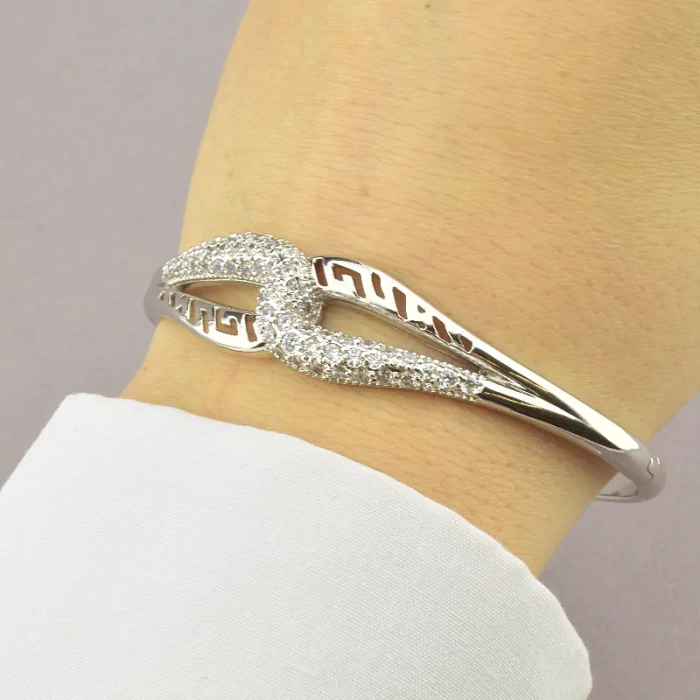 🏷️️ Браслет шарнірний Xuping Фіаніт (родій) ss_48833