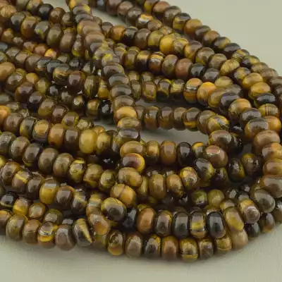 🏷️️ Намистини Тигрове око 37 см. на нитці (натуральне каміння, без застібки) F-100444