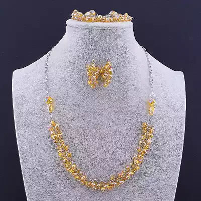 🏷️️ Намисто + Браслет + Сережки Чеський кришталь 57 см F-83019