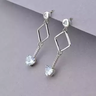 Сережки пусети Xuping Фіаніт (родій)