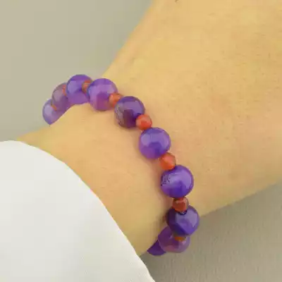 🏷️️ Браслет резинка Агат, Сердолік 17 см. F-101584