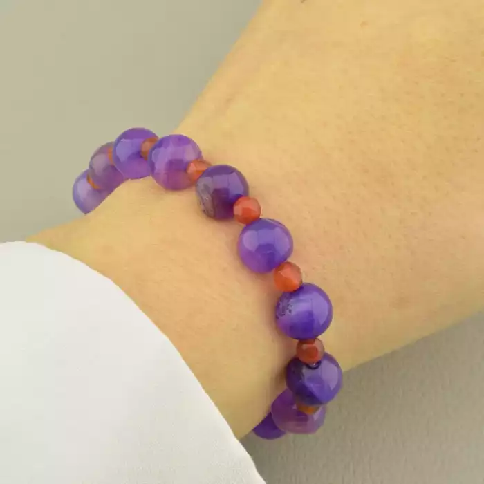 🏷️️ Браслет резинка Агат, Сердолік 17 см. ss_101584