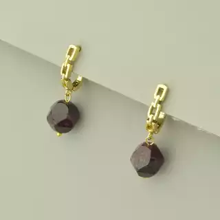 Сережки англійський замок Гранат (позолота 18к лимонна)