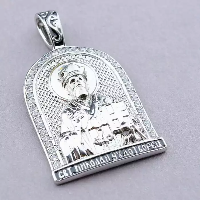 🏷️️ Ладанка Микола Чудотворець Xuping Фіаніт (родій) ss_77171