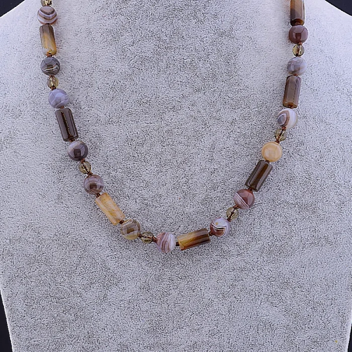 🏷️️ Намисто Агат, Раухтопаз 60 см ss_77907