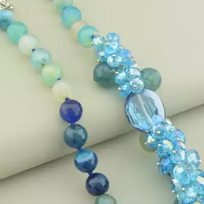 🏷️️ Намисто Агат, Чеський кришталь 50 см. F-102804