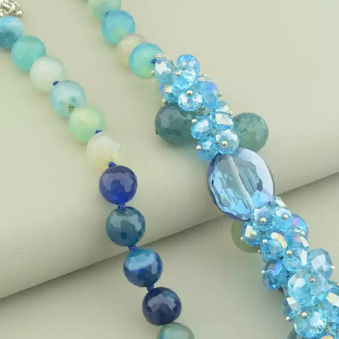 🏷️️ Намисто Агат, Чеський кришталь 50 см. ss_102804