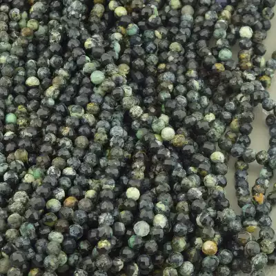 🏷️️ Намистини Хрізокола 38 см. 4 мм. на нитці (натуральне каміння, без застібки) F-102907