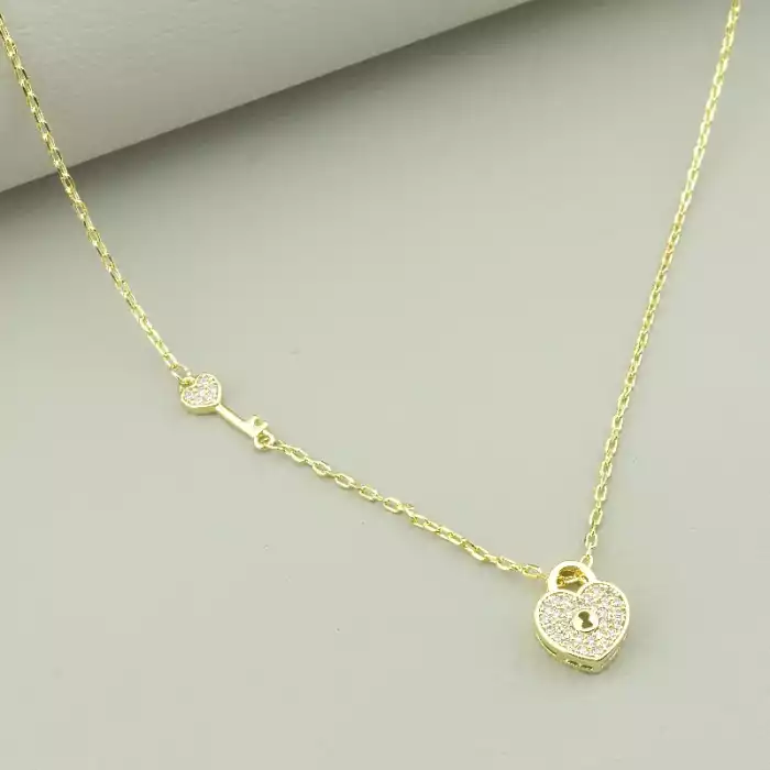 🏷️️ Підвіска замок Saiya Фіаніт 42 см (позолота 18к лимонна) ss_95609