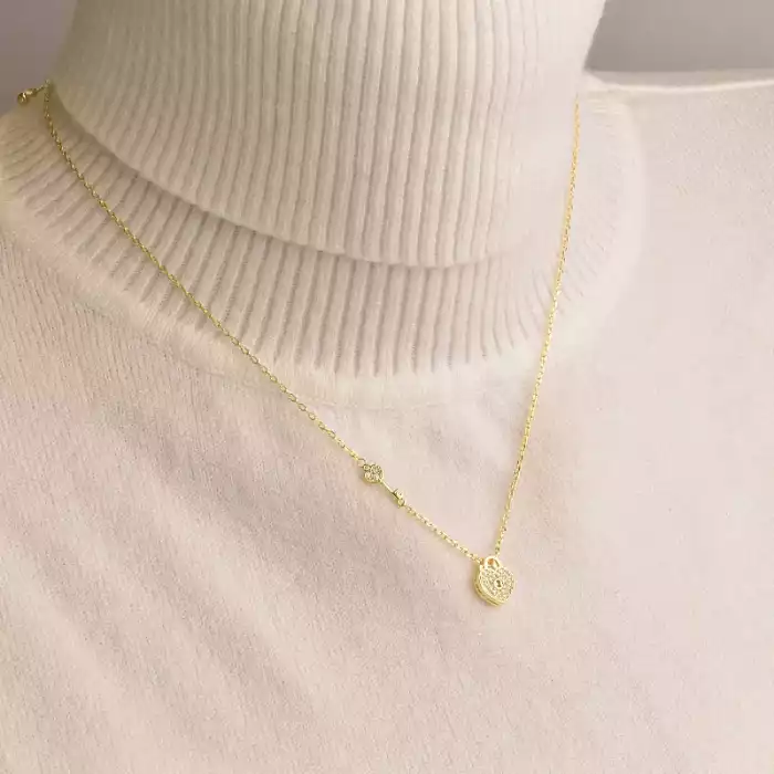 🏷️️ Підвіска замок Saiya Фіаніт 42 см (позолота 18к лимонна) ss_95609