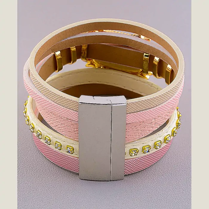 🏷️️ Браслет з магнітною застібкою Сrystal 19 см шкірозамінник ss_18470