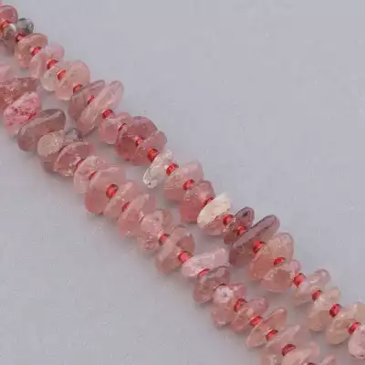 🏷️️ Намистини Полуничний кварц 39 см. на нитці (натуральне каміння, без застібки) F-88179