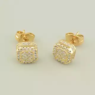 Сережки пусети Xuping Фіаніт (позолота 18к)