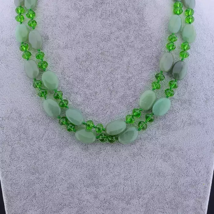 🏷️️ Намисто Нефрит, Чеський кришталь 115 см ss_80506