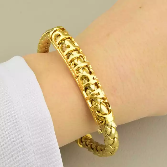 🏷️️ Браслет з карабіном Fashion (19 см, позолота 18к, медичний сплав, жовтий, золотий) ss_105292