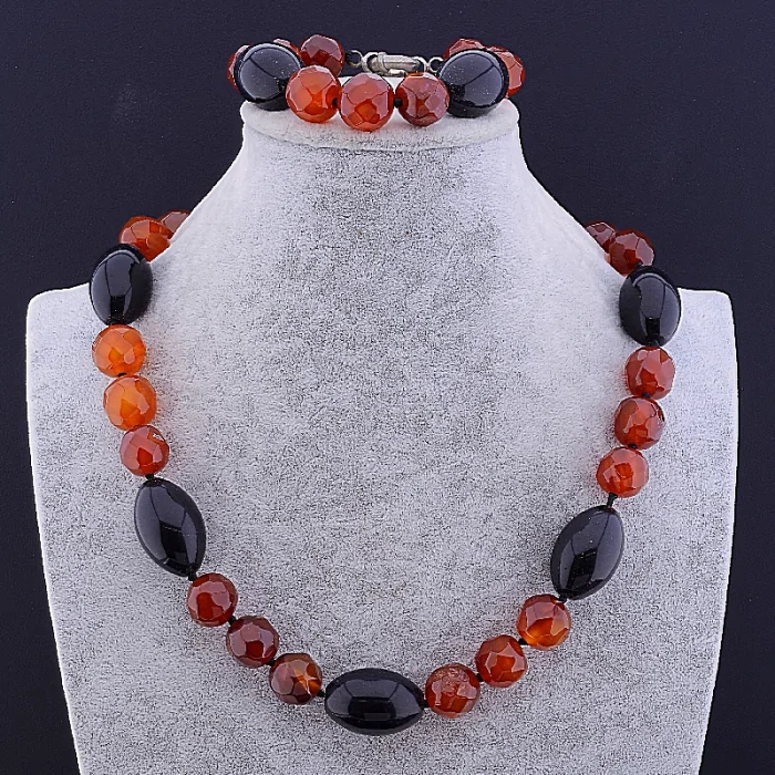 🏷️️ Намисто + Браслет Сердолік, Агат 100 см ss_80730