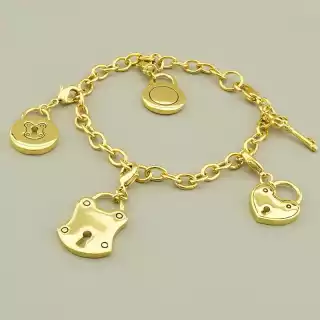 Браслет замочок на карабіні Winniana (Італія) 20 см (позолота 18к)