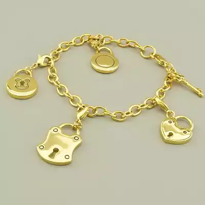 Браслет замочок на карабіні Winniana (Італія) 20 см (позолота 18к)