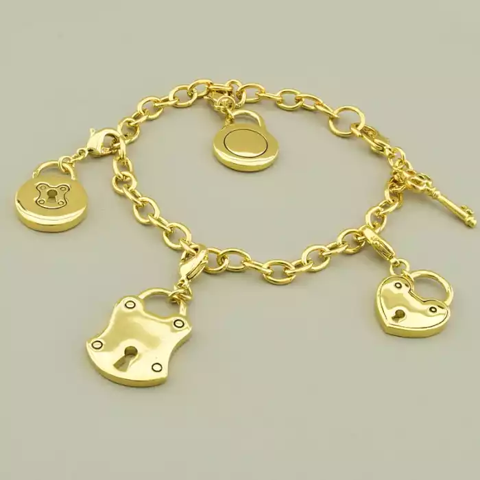 🏷️️ Браслет замочок на карабіні Winniana (Італія) 20 см (позолота 18к) F-105496