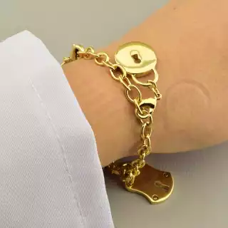 Браслет замочок на карабіні Winniana (Італія) 20 см (позолота 18к)