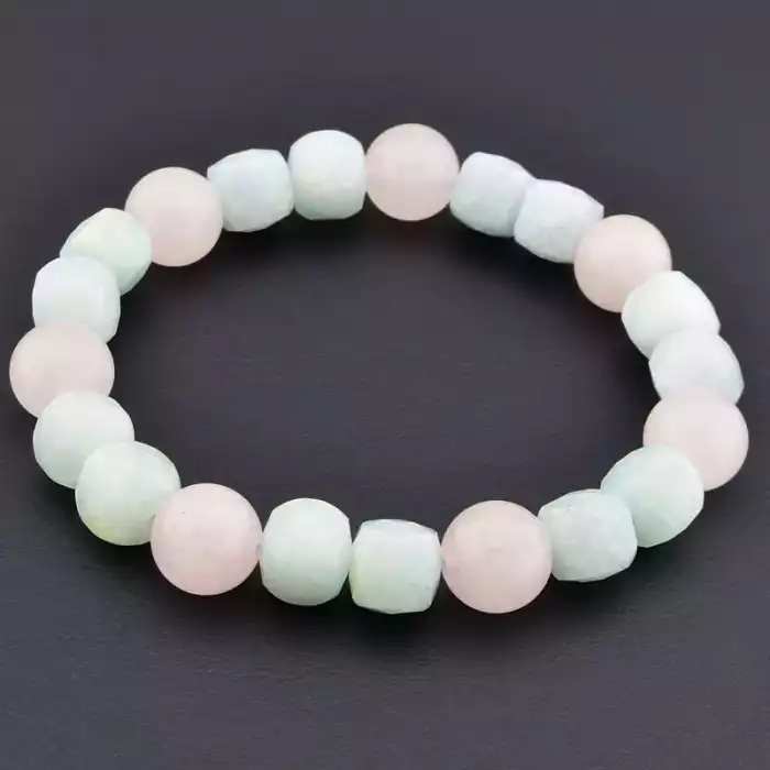 🏷️️ Браслет на резинці Рожевий кварц, Морганіт 18 см ss_105700