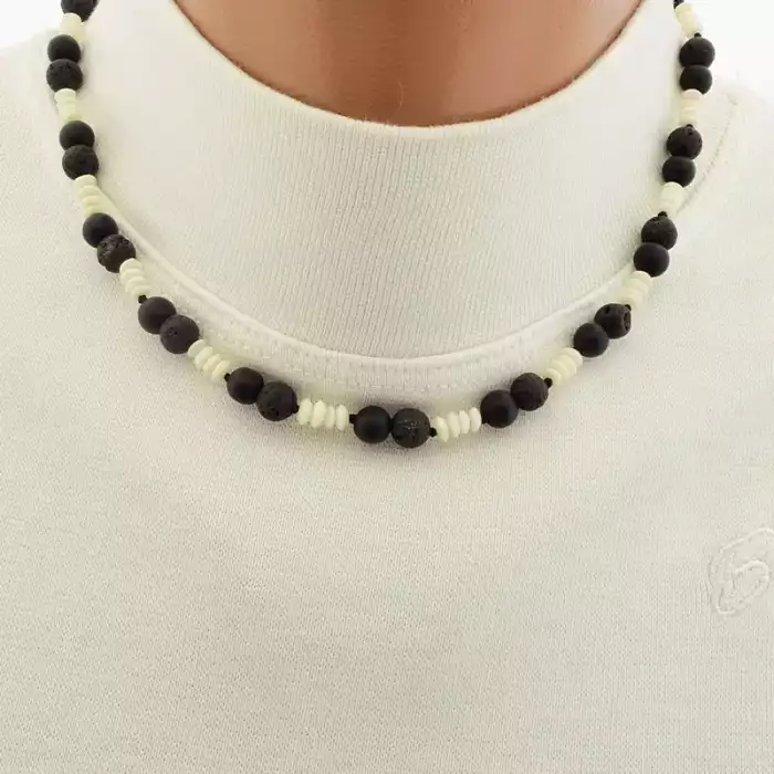 🏷️️ Намисто Лава, Шунгіт,Корал 40 см ss_105800