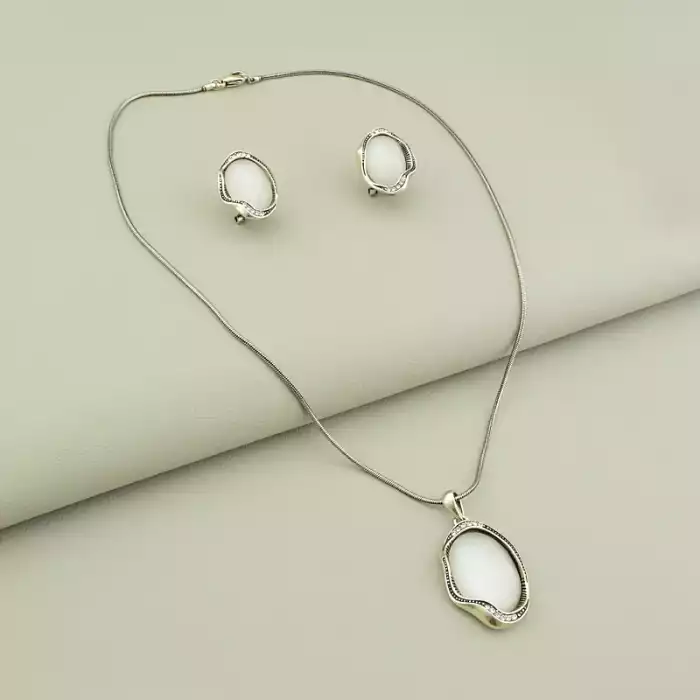 🏷️️ Підвіска + Сережки Котяче око, Фіаніт 45 см ss_106000