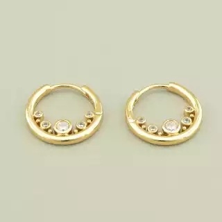 Сережки круглі кільця Xuping Фіаніт (позолота 18к)