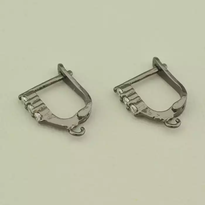 🏷️️ Швензи Пара Фіаніт 12х10 (хром) англійська застібка F-106105