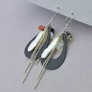 Сережки масивні петля Перли, Чеський кришталь