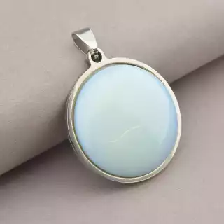 Кулон круглий Stainless Steel Місячний камінь 45х33 мм