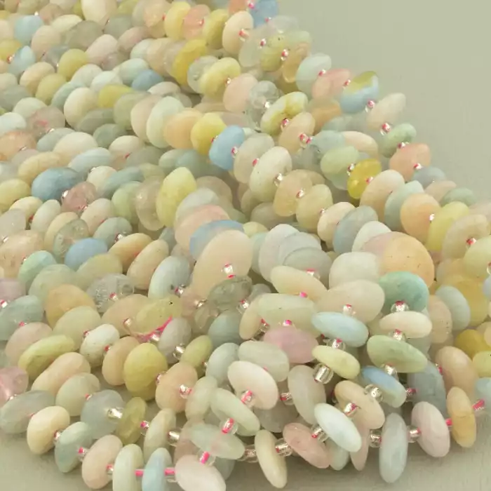 🏷️️ Намистини Морганіт 39 см. на нитці (натуральне каміння, без застібки) ss_99404