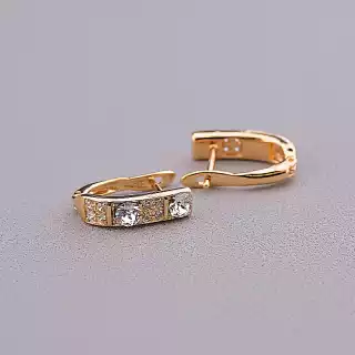 Сережки англійський замок Xuping Фіаніт (позолота 18к)