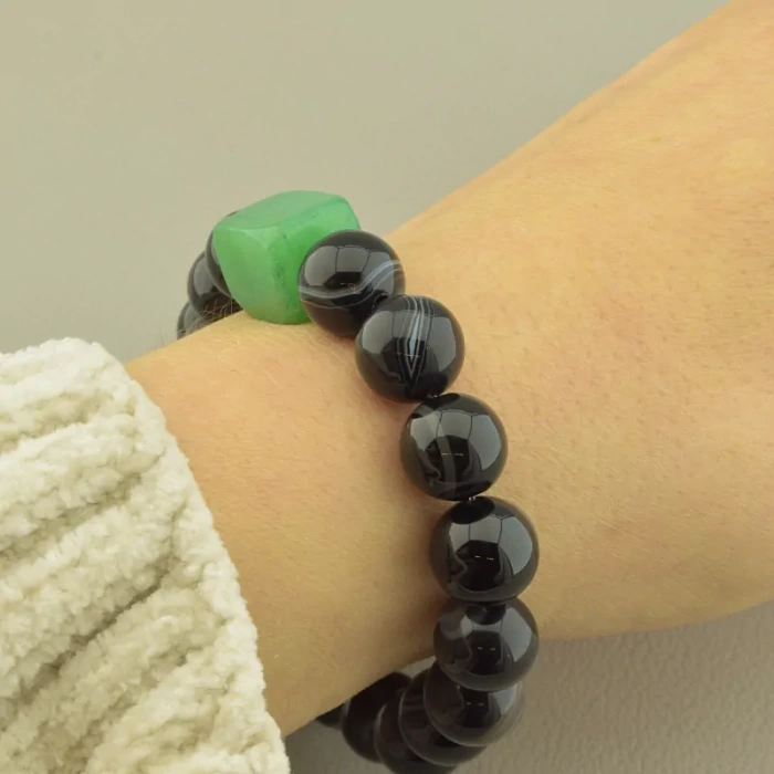 🏷️️ Браслет резинка Агат, Кварц 17 см. ss_101285