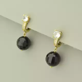 Сережки англійський замок Агат (позолота 18к лимонна)