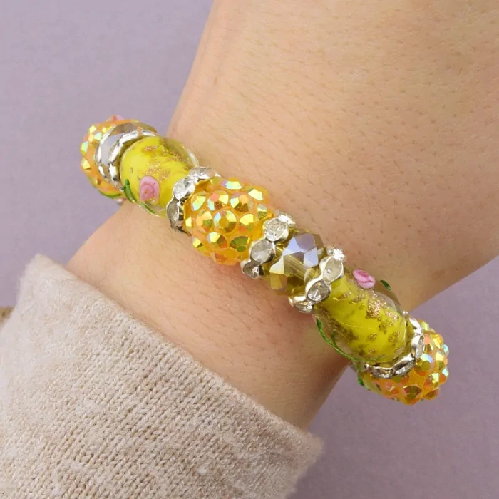 🏷️️ Браслет резинка Муранское скло, Сrystal 18 см. ss_87291
