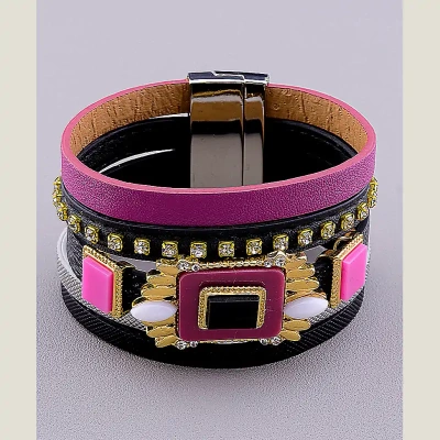 Браслет з магнітною застібкою Сrystal 19 см шкірозамінник