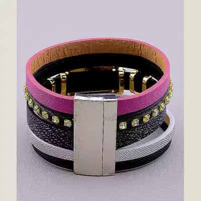 🏷️️ Браслет з магнітною застібкою Сrystal 19 см шкірозамінник F-18471