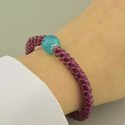 🏷️️ Браслет резинка Гранат Кварц 18 см. F-104376