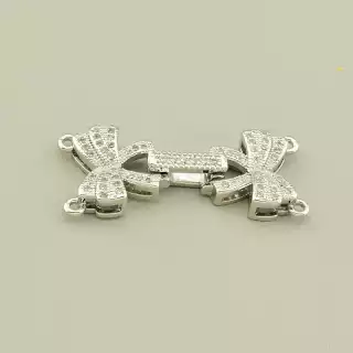 Застібка Фіаніт 30х13мм. (родій)