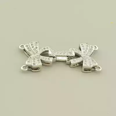 Застібка Фіаніт 30х13мм. (родій)