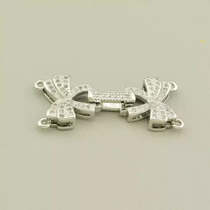 🏷️️ Застібка Фіаніт 30х13мм. (родій) F-105601