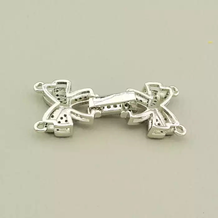 🏷️️ Застібка Фіаніт 30х13мм. (родій) F-105601