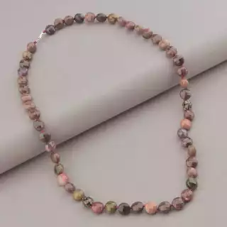 Намисто Родонит срібло (925 проба) 49 см.