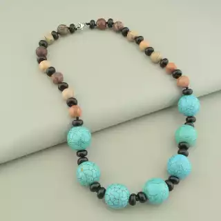 Намисто Агат, Яшма, Бірюза 57 см.