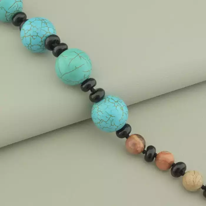 🏷️️ Намисто Агат, Яшма, Бірюза 57 см. ss_98401