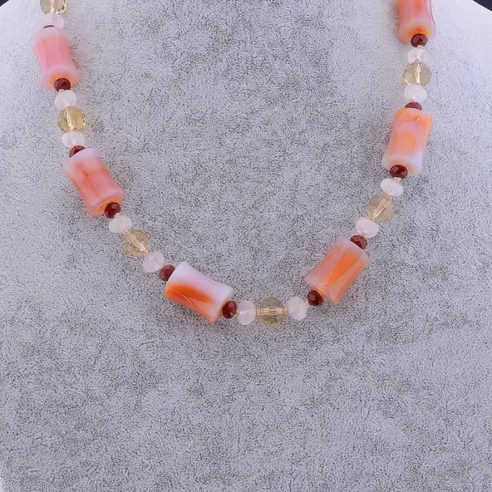 🏷️️ Намисто Сердолік, Чеський кришталь 55 см ss_81637