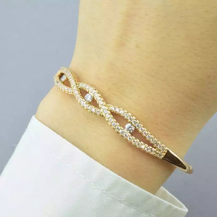 🏷️️ Браслет шарнірний Xuping Фіаніт 17 см (позолота 18к) ss_71906