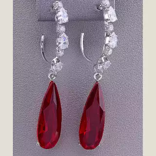 Сережки пусети Juleeze Фіаніт (родій)